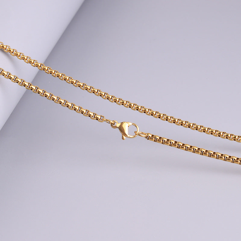 Wholesale Versatile DIY Stainless Steel 18k Gold Plated Chain Bar Titanium Steel Square Pearl Necklaces
